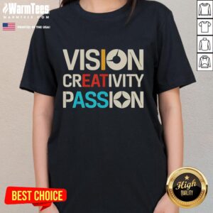 Official Vision Creativity Passion Graphic Art Ladies Tee featuring vibrant design and stylish fit for creative women.