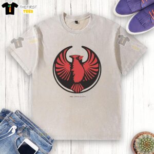 Premium Rebel Northern Cardinal Alliance washed t-shirt featuring a vibrant cardinal graphic on soft fabric.