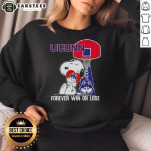 Awesome Peanuts Snoopy Forever Win or Lose UConn Huskies basketball sweatshirt featuring a vibrant design and cozy fit.