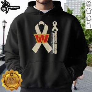 Alt Text: Premium Washington Commanders hoodie featuring Proudly Served with Honor, Courage, and Commitment graphics.