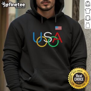 Funny USA Rings Olympic Logo Hoodie featuring a playful design, perfect for sports fans and casual wear.