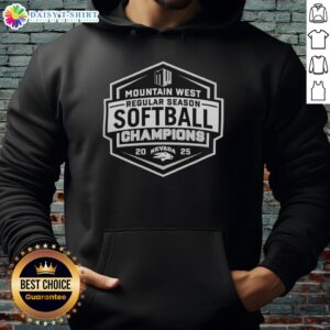 2025 Mountain West Regular Season Champions hoodie featuring Nevada Wolf Pack Softball logo in vibrant colors.