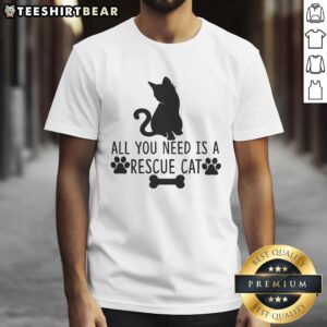 Alt Text: Awesome All You Need Is Rescue Cat T-Shirt featuring a playful cat graphic, perfect for cat lovers and rescue advocates.