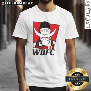Alt Text: Top WBFC Whitebeard One Piece Luffy logo T-shirt featuring vibrant design and high-quality fabric for fans.