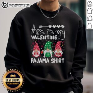 Awesome Valentine Gnome pajama sweatshirt featuring a cute gnome design, perfect for cozy Valentine's Day celebrations.
