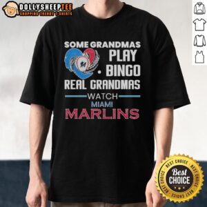 Good Miami Marlins t-shirt featuring grandmas playing bingo with a diamond heart shape design, perfect for baseball fans.