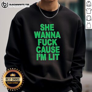 Stylish 'Nice She Wanna Fck Cause I'm Lit' sweatshirt displayed on a mannequin, perfect for casual streetwear fashion.