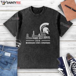 Alt Text: Hot Michigan State Spartans 2026 Players Name Skyline Washed T-Shirt in green featuring team logo and stylish design.