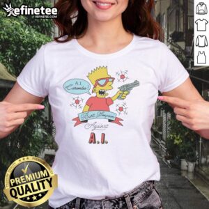 Good Bart Ai Caramba graphic on a stylish women's tee, showcasing vibrant colors and a playful design for AI enthusiasts.