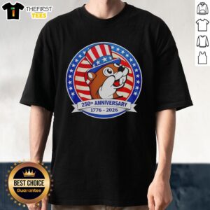 Premium Buc-Ee's Beaver 250th Anniversary T-Shirt featuring Uncle Sam and American flag design, celebrating 1776-2026.