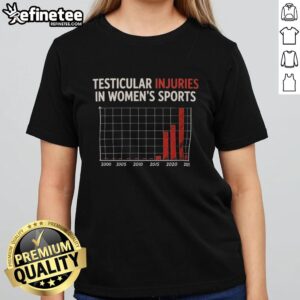 Funny satire tee for women featuring 'Nice Testicular Injuries in Women's Sports' design, perfect for sports enthusiasts.