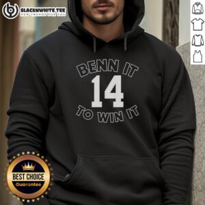 Jamie Benn wearing a Dallas Stars 'Benn It To Win It' hoodie, number 14, showcasing team spirit in NHL fashion.