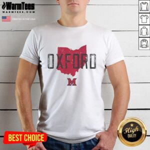Premium Oxford Hometown Miami Redhawks Basketball T-Shirt featuring vibrant team colors and logo for fans and players.