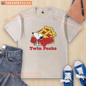 Official Snoopy Twin Peaks Washed T-Shirt featuring a vintage-style graphic of Snoopy in a scenic landscape.