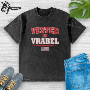 Top Vested in Vrabel Flag Washed T-Shirt featuring a stylish design and comfortable fit for casual wear.