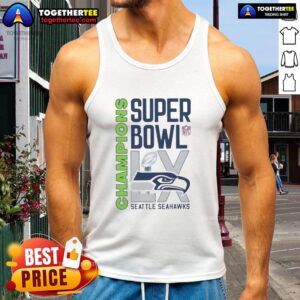 Alt Text: Seattle Seahawks champions tank top featuring the Super Bowl LX trophy design for NFL fans and collectors.