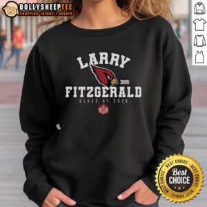 Alt Text: Larry Fitzgerald Cardinals Class of 2026 enshrinee sweatshirt showcasing pride for the NFL legend.