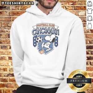 Official Peanuts Snoopy X FC Cincinnati hoodie featuring vibrant graphics and cozy design for fans and collectors.