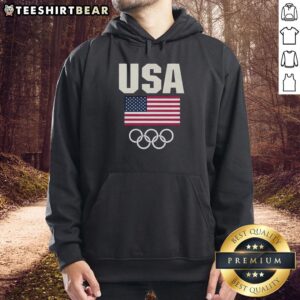 Official Team USA Flag Olympic Golf Hoodie featuring vibrant colors and emblem, perfect for fans and athletes.