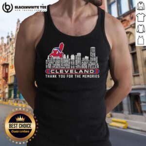 Pretty 2026 Cleveland Guardians baseball tank top with city skyline and 'Thank You For The Memories' design.