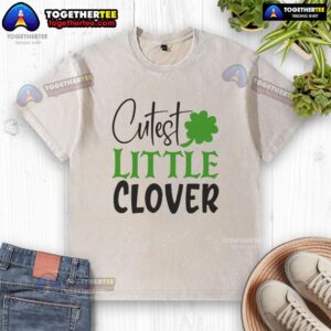 Official Cutest Little Clover Washed T-Shirt in soft fabric featuring a charming clover design, perfect for casual wear.