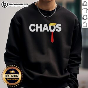 Nice Kings of Chaos Trump Sweatshirt featuring a bold graphic design, perfect for political apparel enthusiasts.