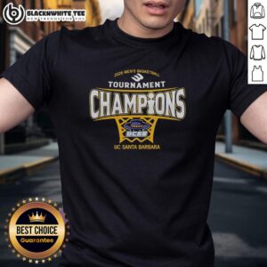Alt Text: UC Santa Barbara Men's Basketball 2026 Big West Conference Tournament Champions T-Shirt featuring team logo.