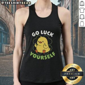 Premium Go Luck Yourself Duck Tank Top featuring a fun duck graphic, perfect for casual summer wear.