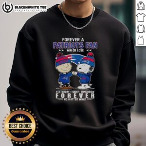 Alt Text: Snoopy and Charlie Brown sweatshirt for New England Patriots fans, celebrating loyalty win or lose.