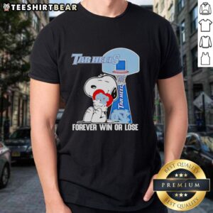 Alt Text: Premium Peanuts Snoopy Forever Win Or Lose North Carolina Tar Heels Basketball T-Shirt featuring classic cartoon design.