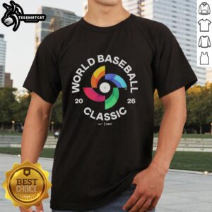 Nice World Baseball Classic Logo 2026 T-Shirt featuring vibrant design and bold logo for baseball fans.