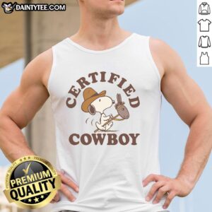 Alt Text: Cute Peanuts Snoopy Certified Cowboy Tank Top featuring Snoopy as a cowboy, perfect for fans of the Peanuts gang.
