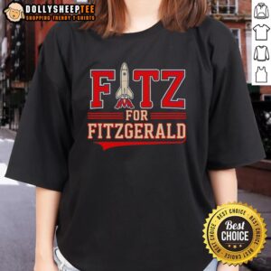 Alt Text: Good Fitz for Fitzgerald Rocket Ladies Tee - stylish women's shirt featuring a unique rocket design for casual wear.