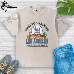Alt Text: Premium Los Angeles Dodgers Cactus League Desert Washed T-Shirt featuring a vintage design and soft fabric.