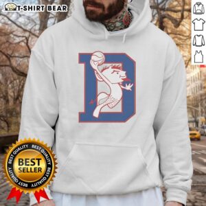 Alt Text: DePaul Blue Demons mascot dunking in a hoodie, showcasing school spirit and athleticism in basketball.