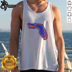 Official Florida Gators map logo mashup tank top featuring vibrant Gators colors and unique design for fans.