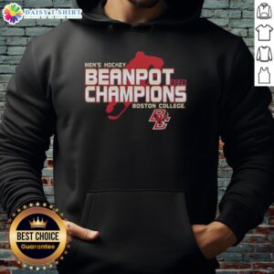 Alt Text: Boston College Eagles men's hockey 2026 Beanpot champions hoodie displayed in the locker room, showcasing team pride.