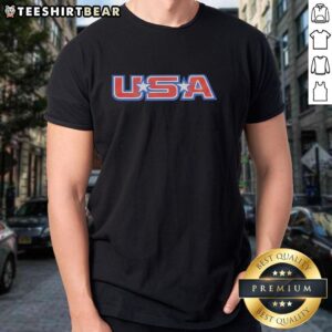 Alt Text: Official Owen Shroyer wearing a USA T-shirt, promoting patriotism and American pride.