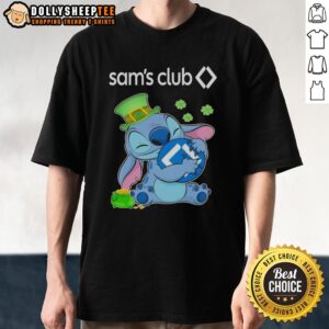 St. Patrick's Day Hug Sam's Club logo t-shirt featuring top stitch design, perfect for festive celebrations.