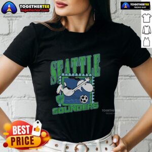 Good Peanuts Snoopy X Seattle Sounders FC ladies tee featuring a stylish design, perfect for fans of both brands.