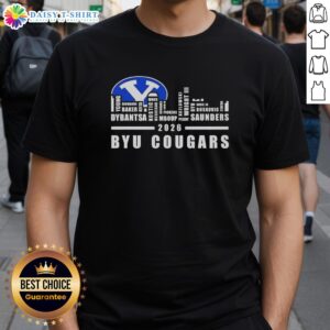 Premium 2026 BYU Cougars All Names City Skyline T-Shirt featuring a stylish design showcasing the BYU Cougars logo.