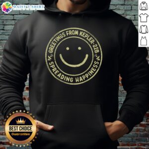 Cozy 'Pretty Greetings From Kepler22b' hoodie featuring a celestial design, perfect for space enthusiasts and casual wear.