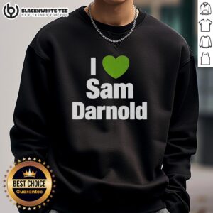 Seattle Seahawks sweatshirt featuring 'I Love Sam Darnold' heart design, perfect for passionate fans and game day attire.