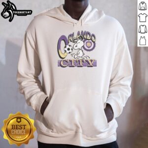 Premium Peanuts Snoopy X Orlando City hoodie featuring vibrant graphics and cozy design for fans and collectors.