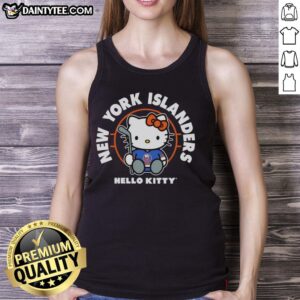 Hot Hello Kitty X New York Islanders hockey tank top featuring a playful design perfect for fans and summer wear.