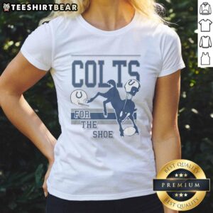 Alt Text: Premium Indianapolis Colts Spirit Script Ladies Tee in navy with stylish script logo, perfect for game day attire.