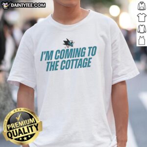 Alt Text: Good San Jose Sharks I'm Coming To The Cottage T-Shirt featuring team colors and logo, perfect for fans.