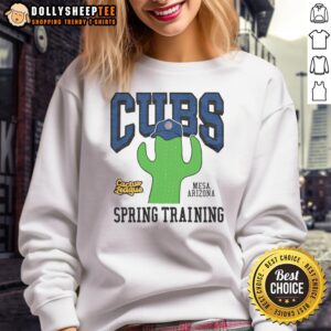 Stylish Top Chicago Cubs Cactus League sweatshirt in navy blue, perfect for fans and spring training events.