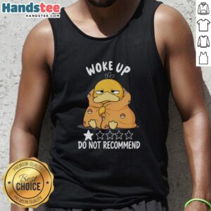 Stylish Psyduck Pokmon tank top with 'Do Not Recommend' slogan, perfect for casual wear and Pokmon fans.