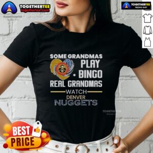 Real grandmas play bingo while watching the Denver Nuggets in this fun ladies tee design.